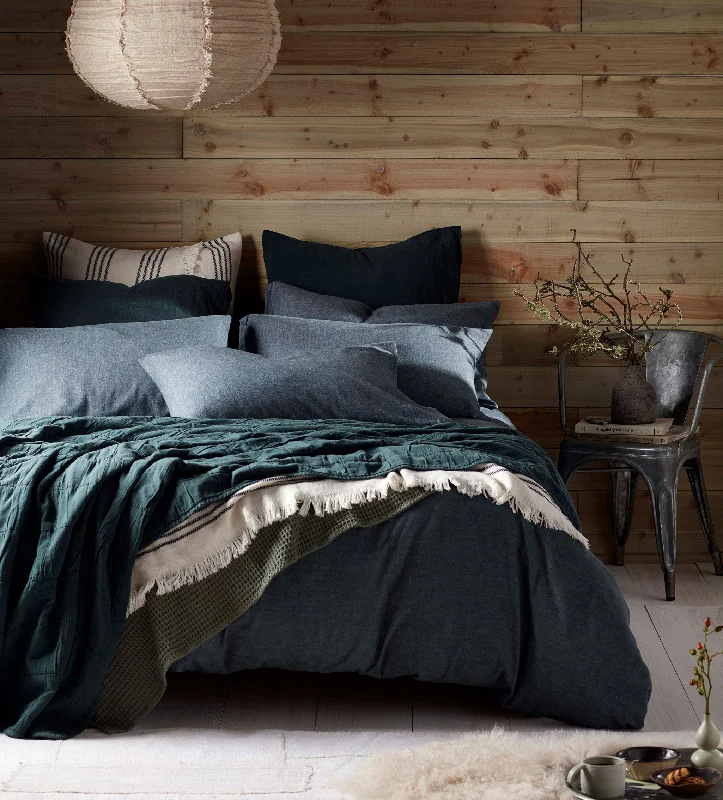 Light - blocking duvet covers for a better sleep during the dayDarkest Spruce Henry Brushed 100% Organic Cotton Duvet Cover