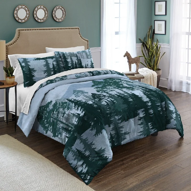 Synthetic - filled comforters like polyester for affordability and hypoallergenic propertiesDestinations Spruce Trees Cotton 3-piece Comforter Set