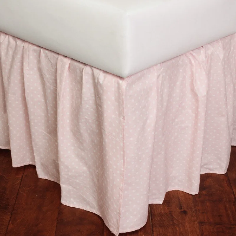 Dottie Pink Cotton 18-inch Drop 3 Piece Tuck In Bed Skirt