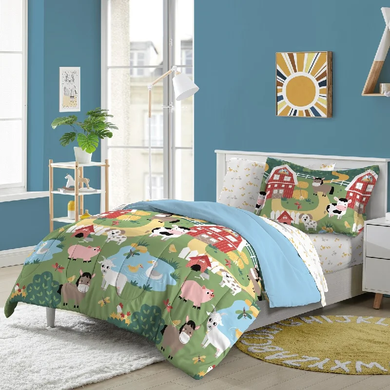 Latex - filled comforters with a bouncy texture and good supportDream Factory Barnyard Animals Bed-In-A-Bag Comforter Set