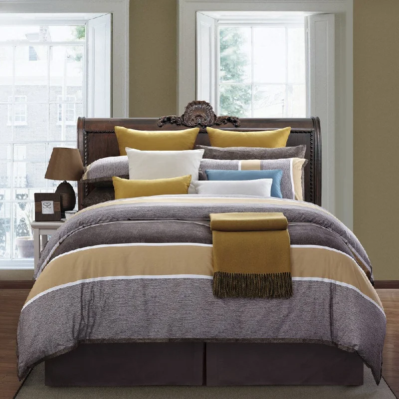 Duck down comforters with a softer feel and good warmth retentionEverRouge Caramel 8-piece Cal King Cotton Comforter Set