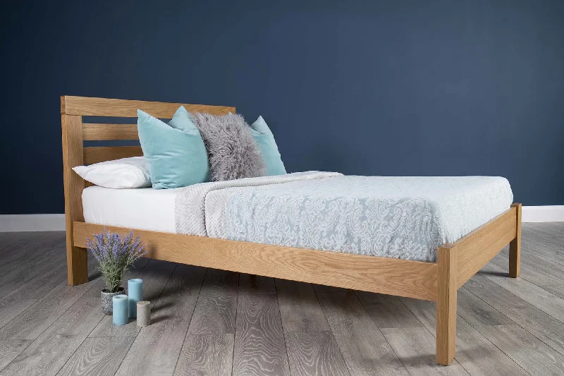 Gel - infused memory foam mattresses for cooler sleepGoodwood Solid Natural Oak Bed Frame - 4ft Small Double