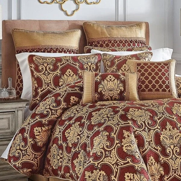 Cotton - filled comforters for a breathable and natural sleep experienceGracewood Hollow Sharma 4-piece Red and Goldtone Chenille Comforter Set