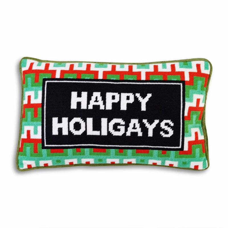 Rayon from bamboo blankets for a silky and breathable feelHappy Holigays Needlepoint Pillow