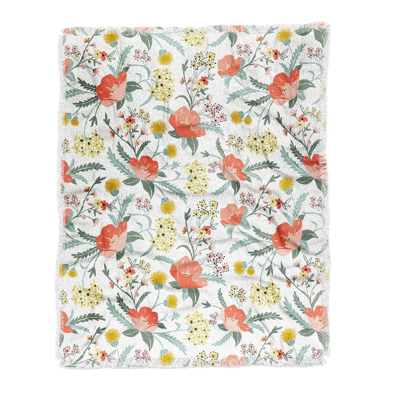 Recycled polyester blankets for an eco - conscious optionHeather Dutton Poppy Meadow White Throw Blanket