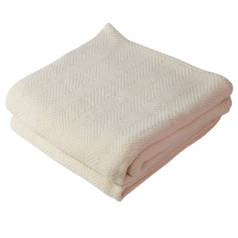 Cashmere blankets for ultimate softness and luxuryHerringbone Blanket in Natural - Available In Multiple Sizes