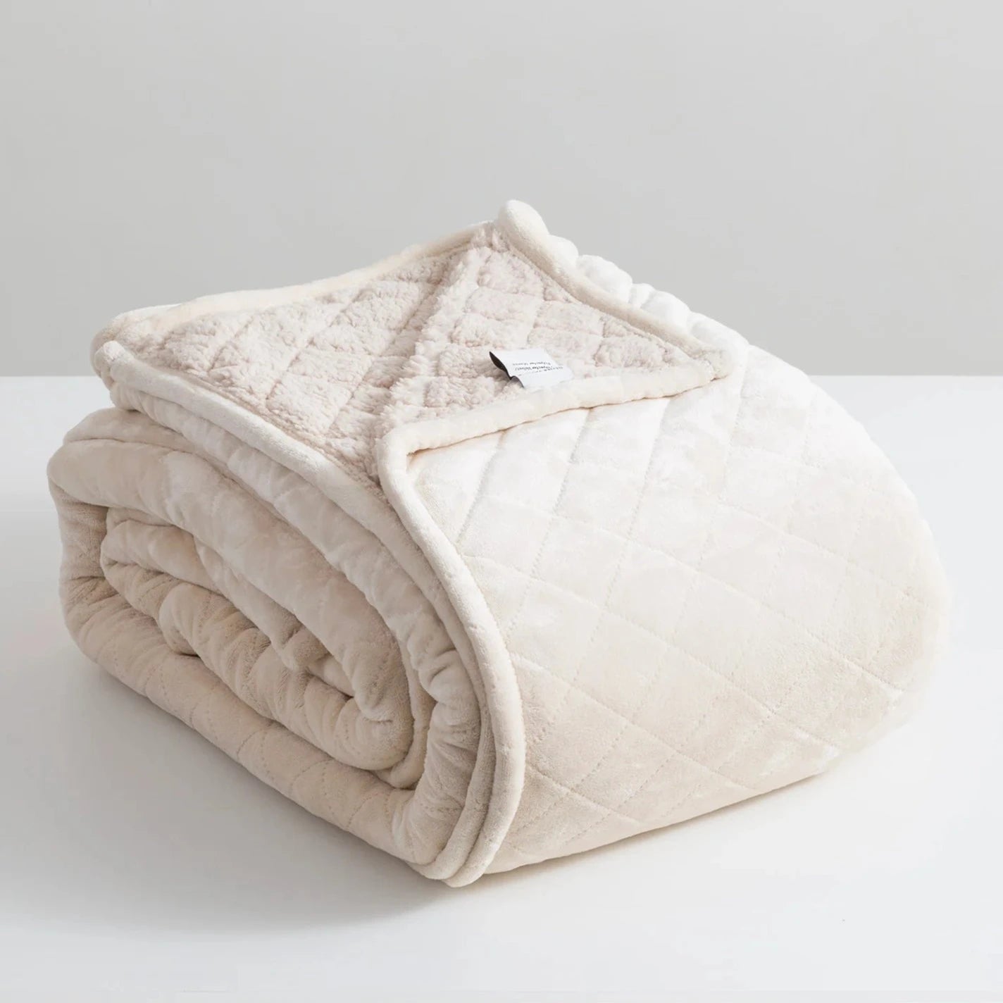 Wool blankets with natural warmth and insulationHeston Sherpa Ultra Soft Velvet Blanket STONE by Renee Taylor