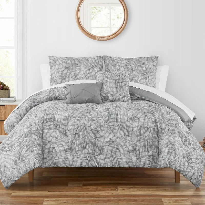 Bamboo - fiber - filled comforters with antibacterial and breathable qualitiesHighline Bedding Manali Grey 5PC Comforter Set