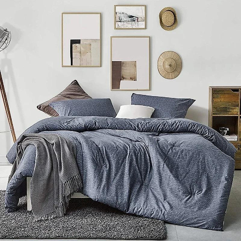 Microfiber - filled comforters that are lightweight and easy to care forInterwoven Navy Oversized Comforter - 100% Cotton