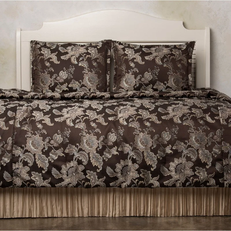 Queen - size comforters for standard queen - sized mattressesJosephine chocolate floral comforter set