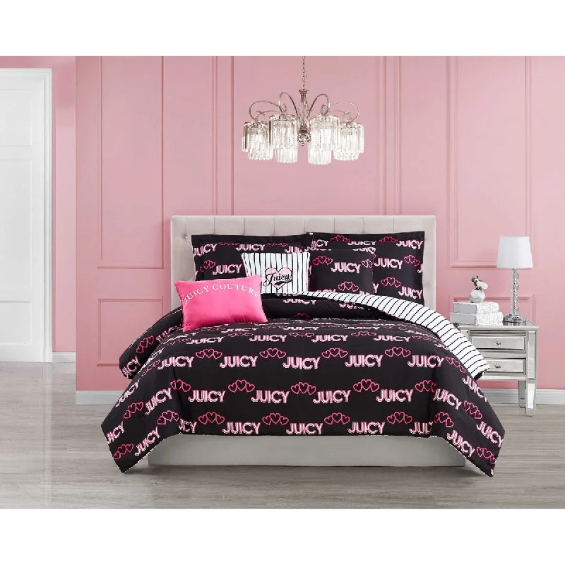 Wool - filled comforters with natural moisture - wicking and temperature - regulating featuresJuicy Couture Hearts Reversible Bedding Set