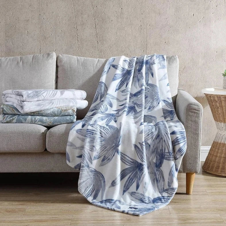 Cotton blankets for breathability and a lightweight feelKayo Blue Canal Blanket by Tommy Bahama Home