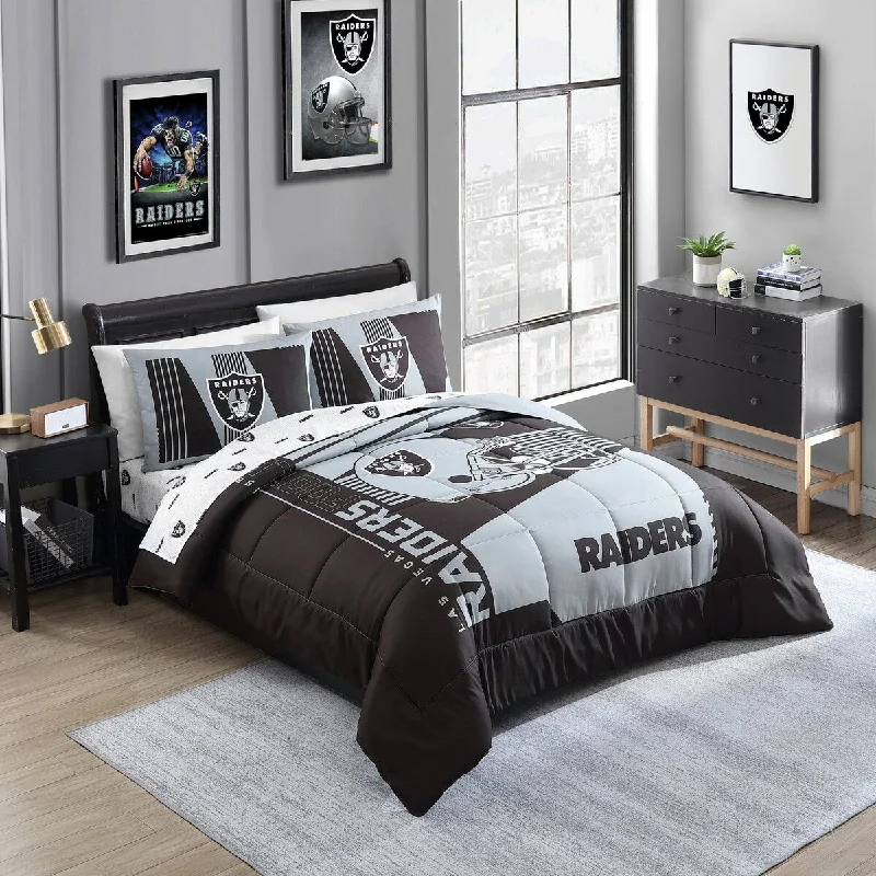 Duck down comforters with a softer feel and good warmth retentionLas Vegas Raiders NFL Licensed "Status" Bed In A Bag Comforter & Sheet Set