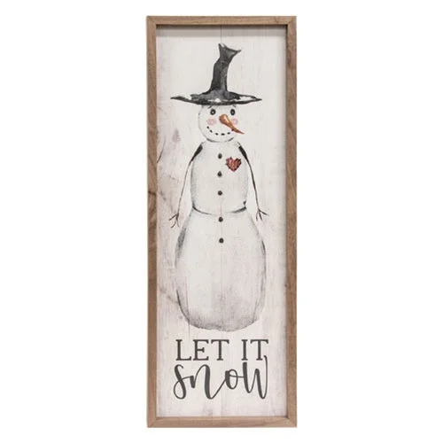 Let It Snow Heart Patch Snowman Framed Print - 8.75" x 24.5"