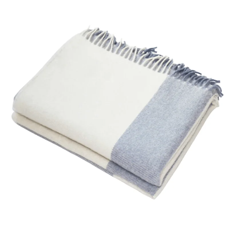 Queen - size blankets for standard - sized bedsLight Blue Striped Alpaca & Merino Wool Throw Blanket