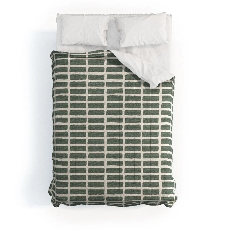 Latex - filled comforters with a bouncy texture and good supportLittle Arrow Design Co Block Print Tile Olive Made To Order Full Comforter Set