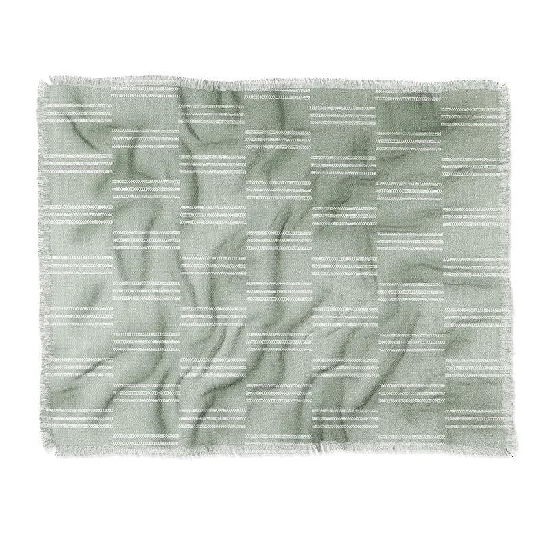 Queen - size blankets for standard - sized bedsLittle Arrow Design Co Ella Triple Stripe Sage Throw Blanket