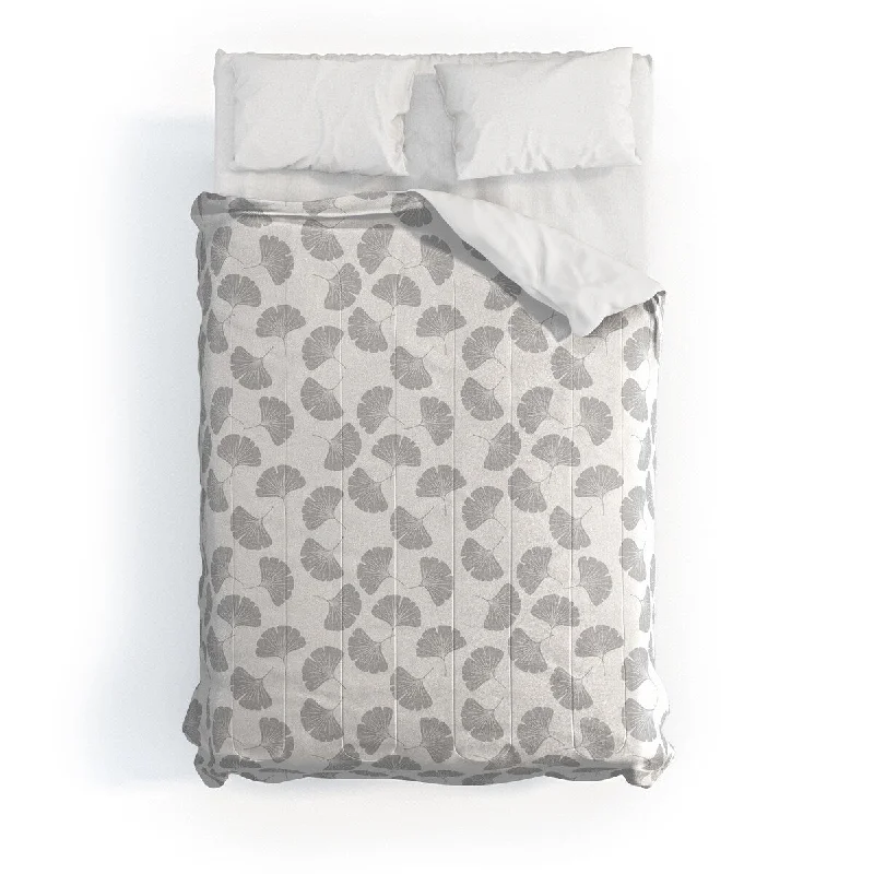 Cotton - filled comforters for a breathable and natural sleep experienceLittle Arrow Design Co Gray Ginkgo Leaves Made To Order Full Comforter Set