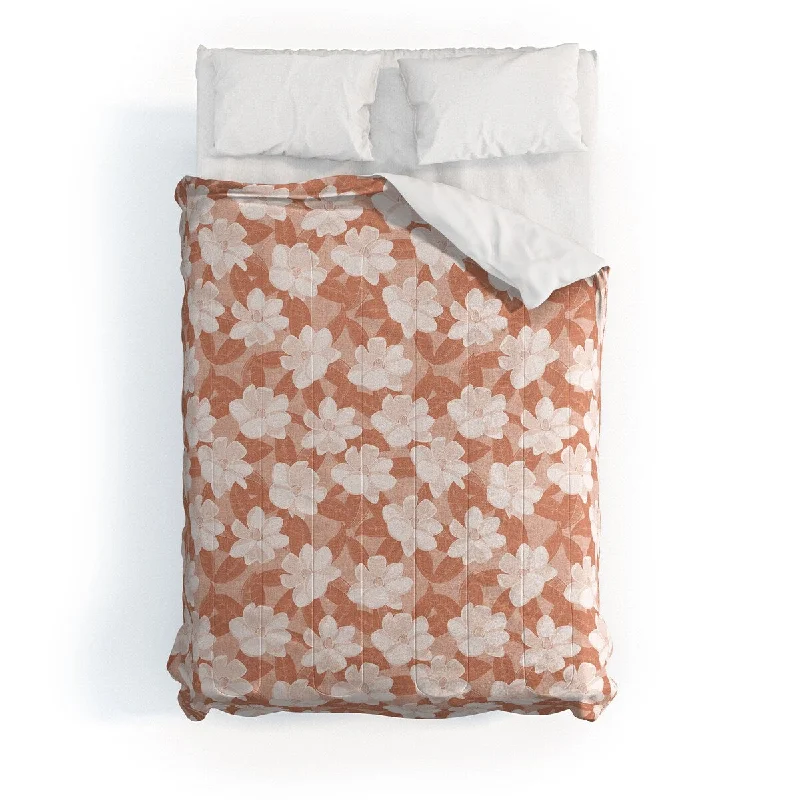 Duck down comforters with a softer feel and good warmth retentionLittle Arrow Design Co Magnolia Flower Terracotta Made To Order Full Comforter Set