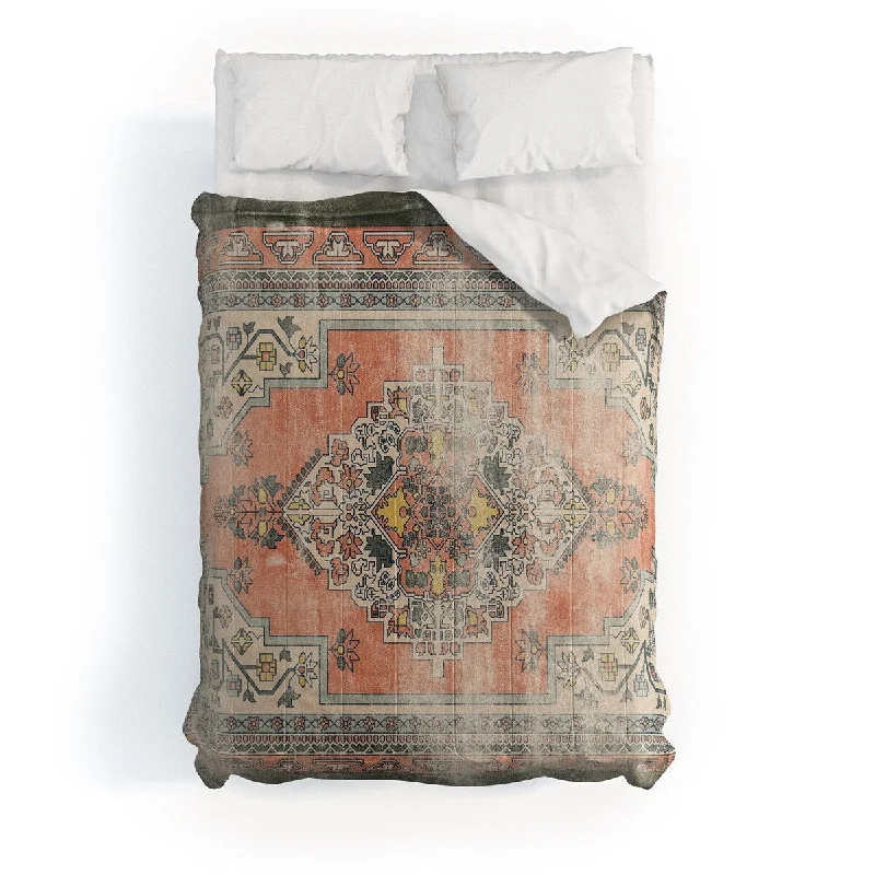 Microfiber - filled comforters that are lightweight and easy to care forLittle Arrow Design Co Turkish Floral Orange Olive Made To Order Full Comforter