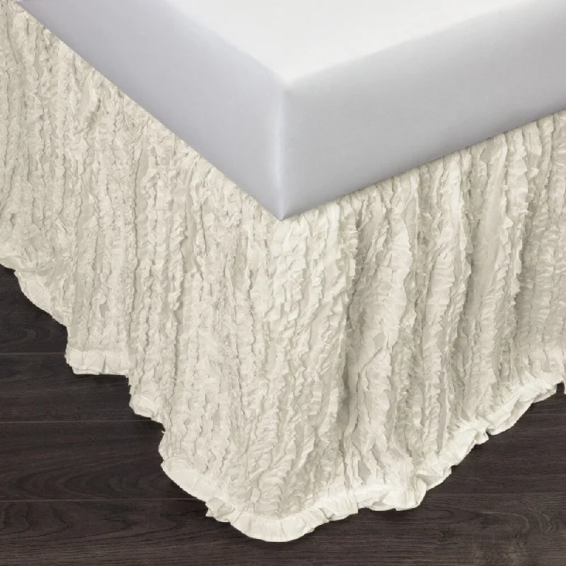 Lizzy Ruffled Ivory Twin 18-inch Drop 3 Piece Tuck in Bed Skirt