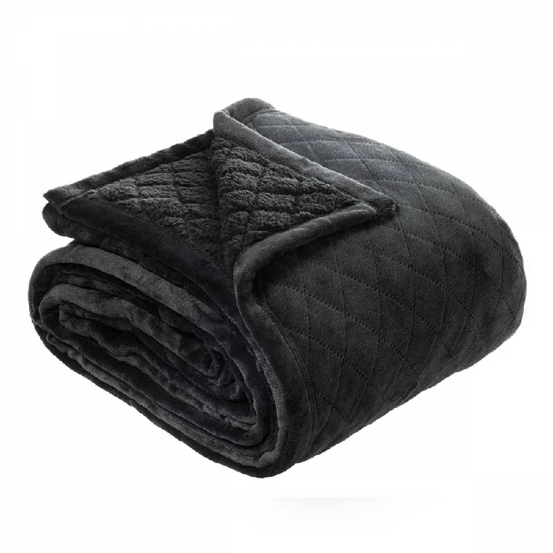 Microfiber blankets that are durable and easy to care forMansfield Charcoal Sherpa Blanket by Bianca