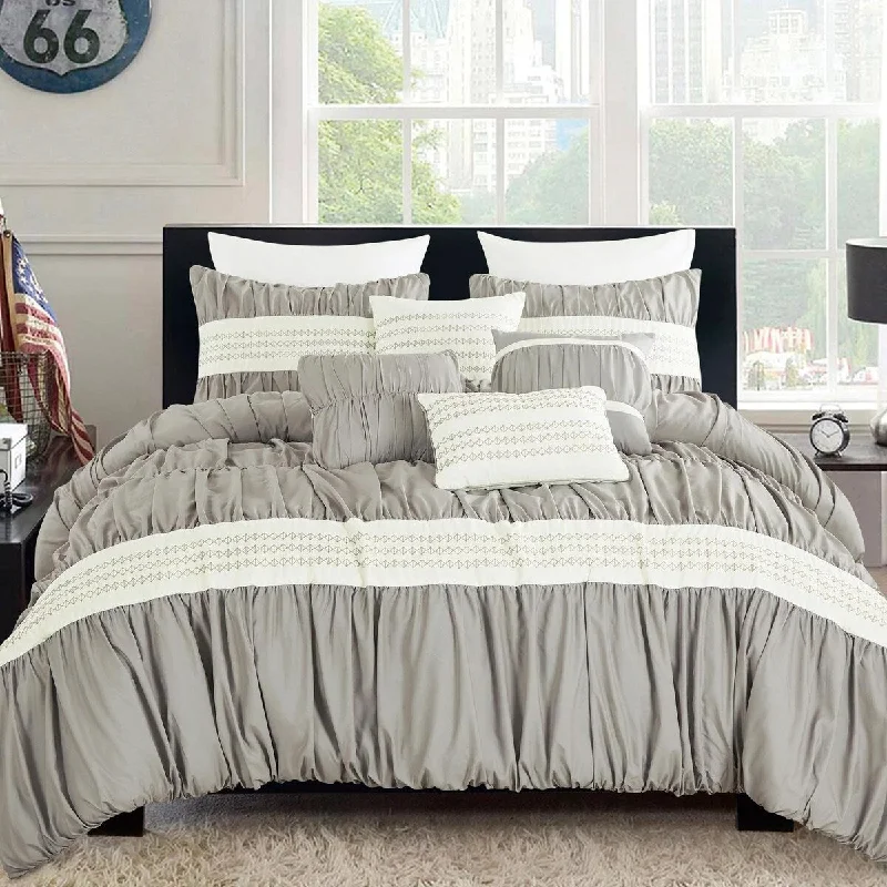 Synthetic - filled comforters like polyester for affordability and hypoallergenic propertiesMetallic 7 pc Queen Comforter Set