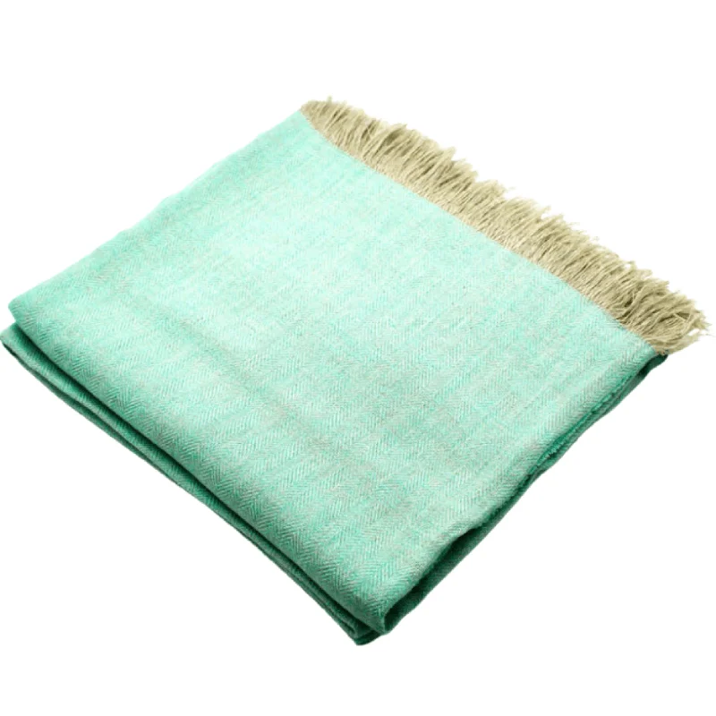 Wool blankets with natural warmth and insulationMint Herringbone Linen Throw Blanket