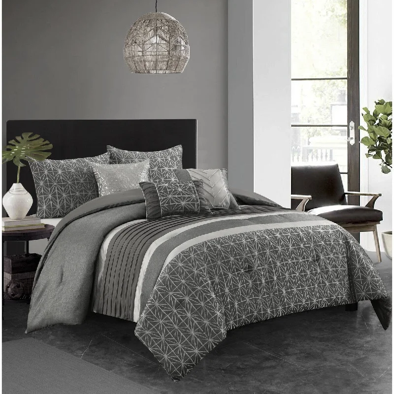 Microfiber - filled comforters that are lightweight and easy to care forNanshing Bryan 6 Piece Glam Geometric Comforter Set