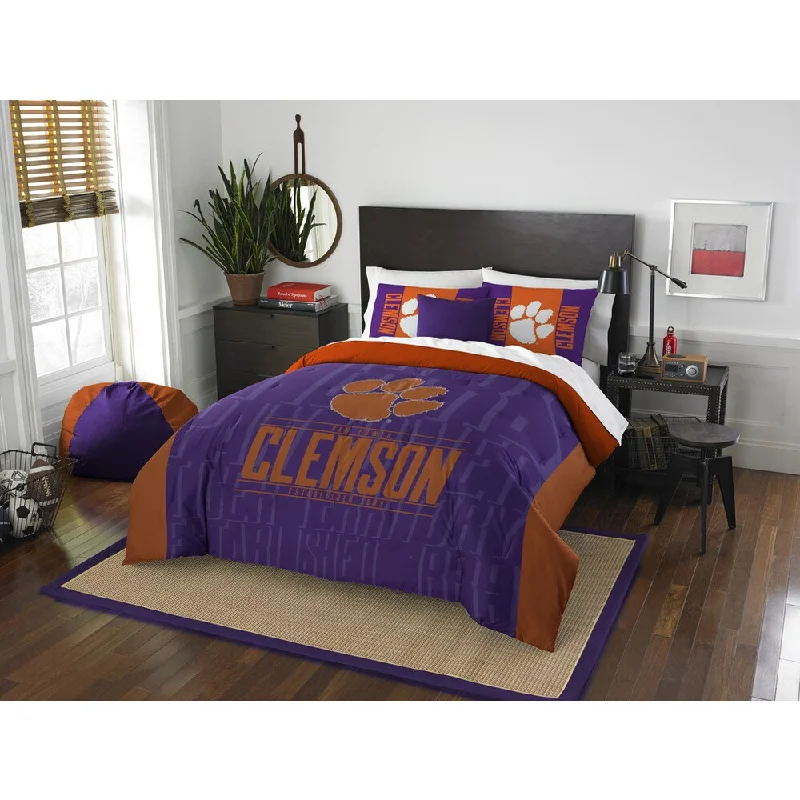 Cotton - filled comforters for a breathable and natural sleep experienceNCAA Clemson Modern Take Purple and Orange Polyester Full/Queen 3-piece Comforter Set