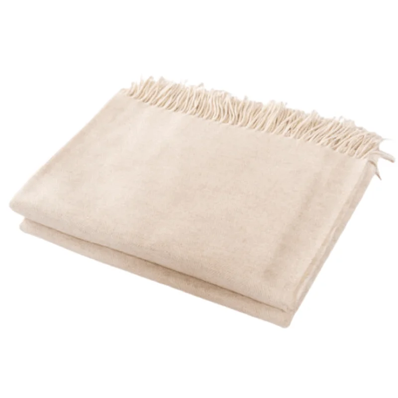 Microfiber blankets that are durable and easy to care forOatmeal Merino Wool Fringed Throw Blanket