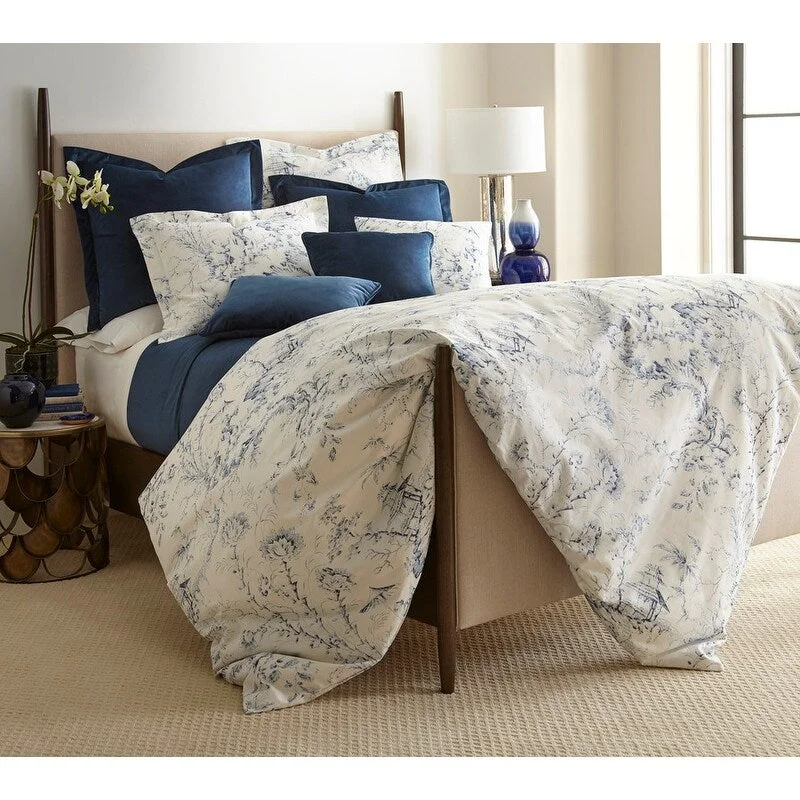 Queen - size comforters for standard queen - sized mattressesPagoda Toile by Sherry Kline Home, Printed on all Cotton Fabric, Made in USA