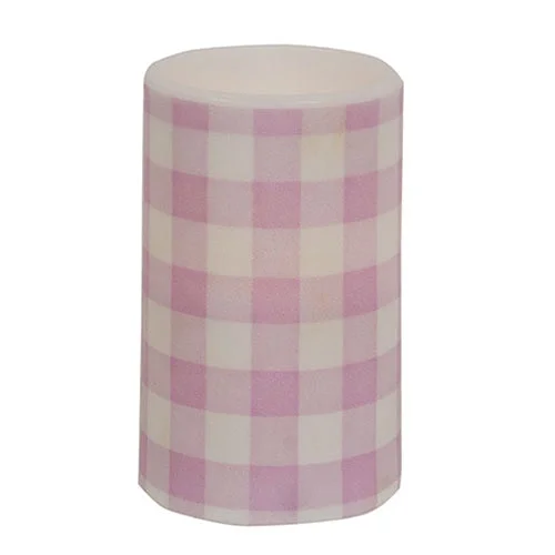 Pink Gingham Check Timer Pillar 3"x5"