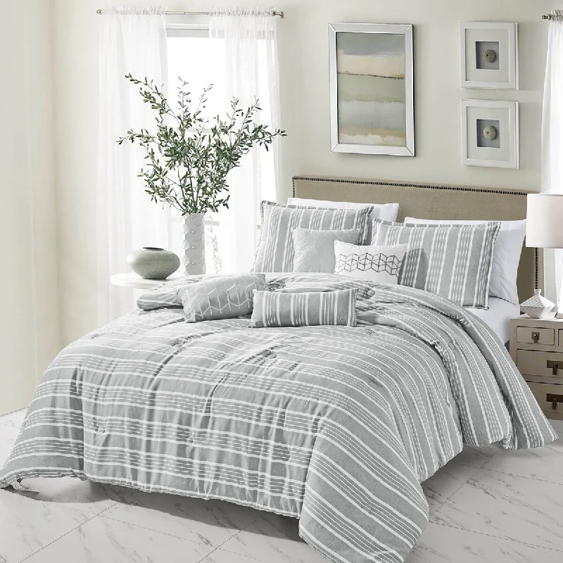 Down - filled comforters for supreme warmth and lightnessPorch & Den Caroline Polyester 7Pc Comforter Set - GREY