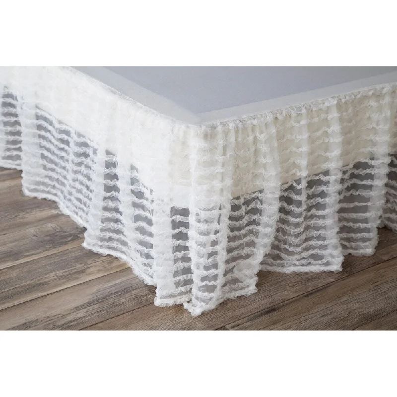 Porch & Den Edy King-size White Ruffled Bed Skirt