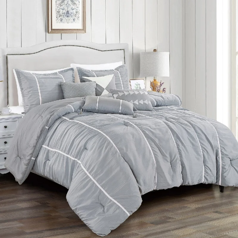 King - size comforters to fit large king - sized beds perfectlyPorch & Den Elizabeth Polyester 7Pc Comforter Set - GREY