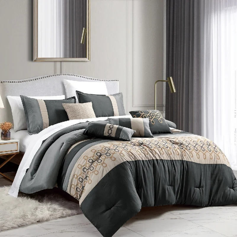 Microfiber - filled comforters that are lightweight and easy to care forPorch & Den Grace Polyester 7Pc Comforter Set