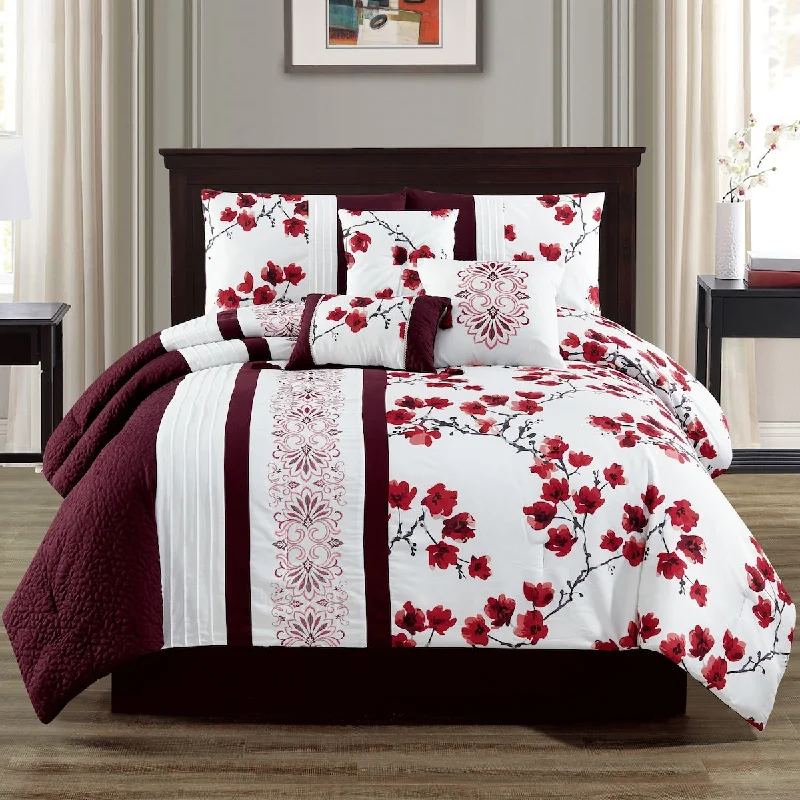 Microfiber - filled comforters that are lightweight and easy to care forPorch & Den Holly Polyester 7Pc Comforter Set