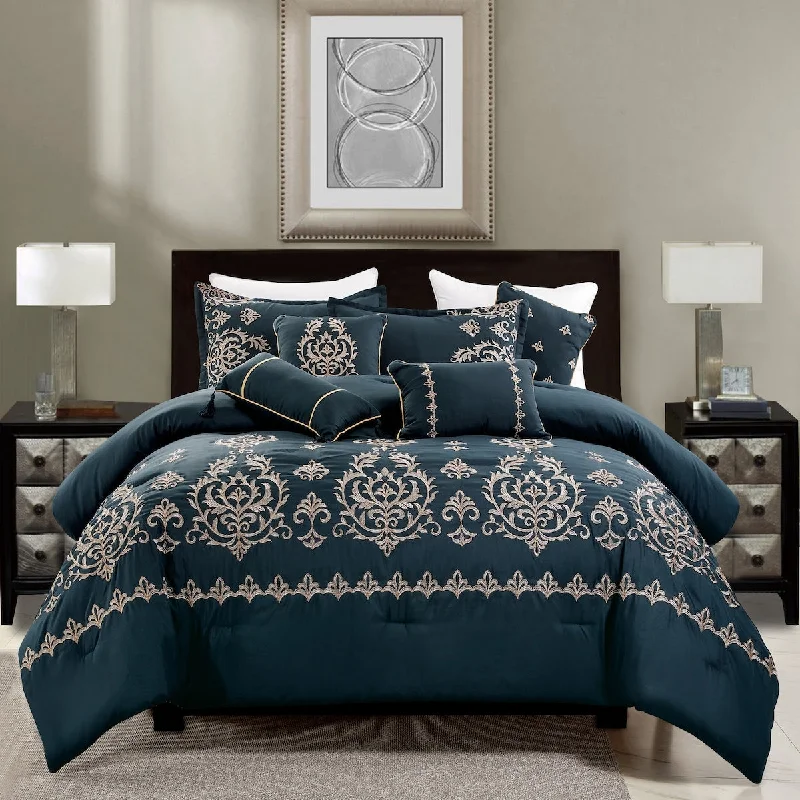 Duck down comforters with a softer feel and good warmth retentionPorch & Den Huda 7 Piece Comforter Set