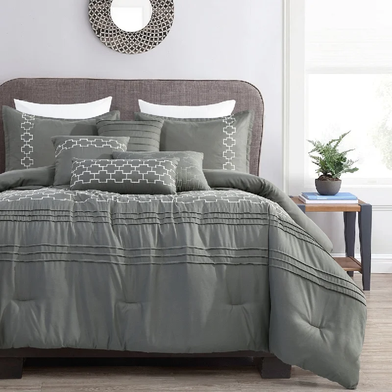 Bamboo - fiber - filled comforters with antibacterial and breathable qualitiesPorch & Den Rachael Polyester 7Pc Comforter Set - GREY