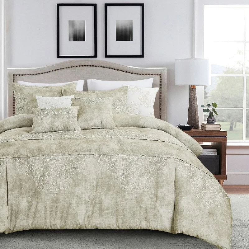 Goose down comforters known for their superior quality and insulationPorch & Den Samantha Polyester 7Pc Comforter Set