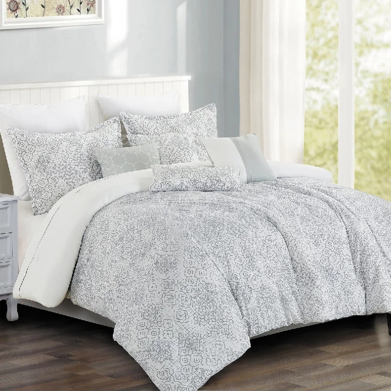 Synthetic - filled comforters like polyester for affordability and hypoallergenic propertiesPorch & Den Stella Polyester 7Pc Comforter Set - GREY