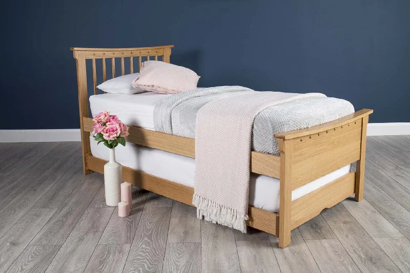 King - size mattresses for spacious master bedroomsPortman Solid Natural Oak Guest Bed - 3ft Single