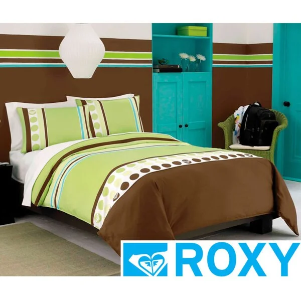 Bamboo - fiber - filled comforters with antibacterial and breathable qualitiesRoxy Kelly Colorblock 3-piece Comforter Set