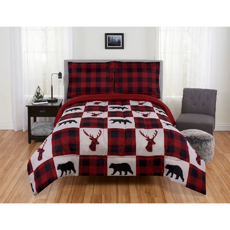 Silk - filled comforters for a luxurious and smooth touchRustic Plaid Reversible Comforter Set