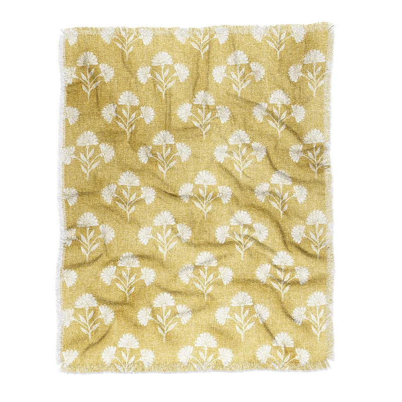 Wool blankets with natural warmth and insulationSchatzi Brown Suri Floral Golden Throw Blanket