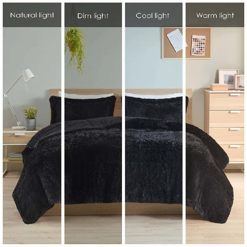 Queen - size comforters for standard queen - sized mattressesShaggy Comforter Mini Set