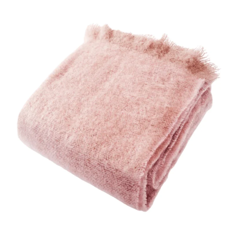 Linen blankets with a rustic and textured lookSoft Rose Luxe Mohair Throw Blanket