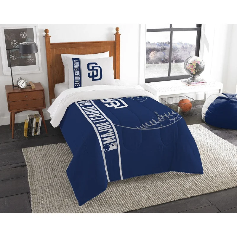 Bamboo - fiber - filled comforters with antibacterial and breathable qualitiesThe Northwest Company MLB 862 Padres Twin Printed Comforter Set