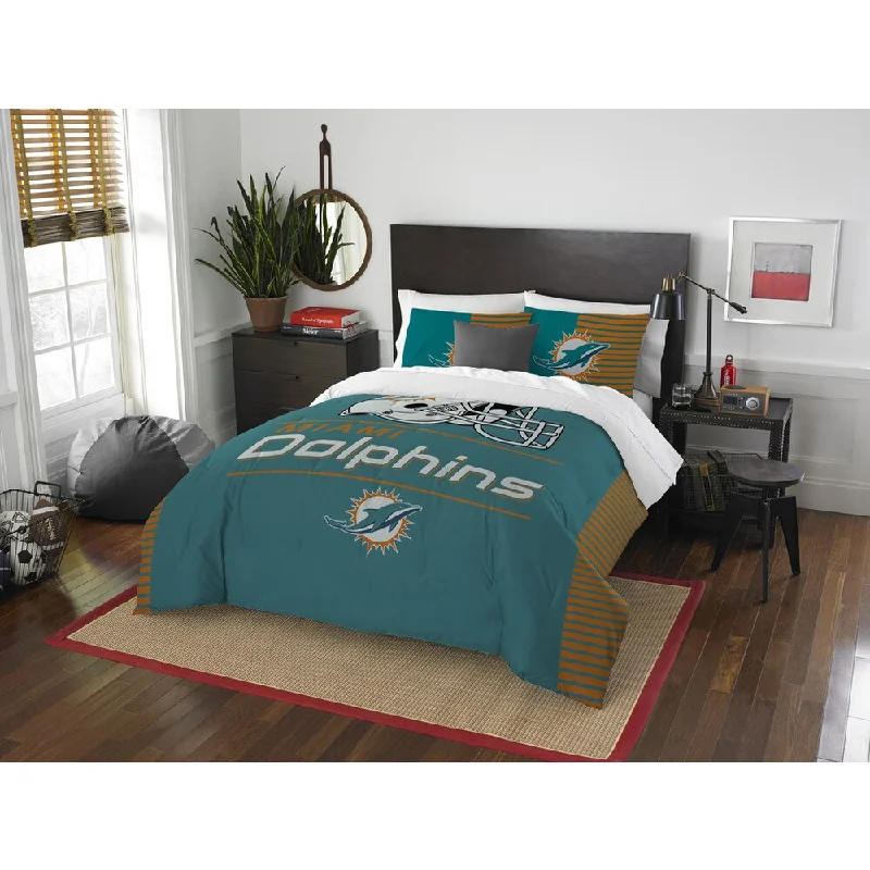 Queen - size comforters for standard queen - sized mattressesThe Northwest Company NFL Dolphins Draft Blue and Orange Full/Queen 3-piece Comforter Set